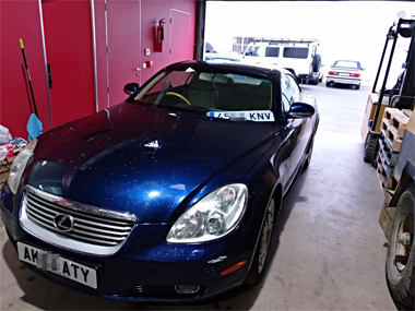 Lexus SC 430 with new acrylic plates about to be fitted at our workshop Lexus SC430